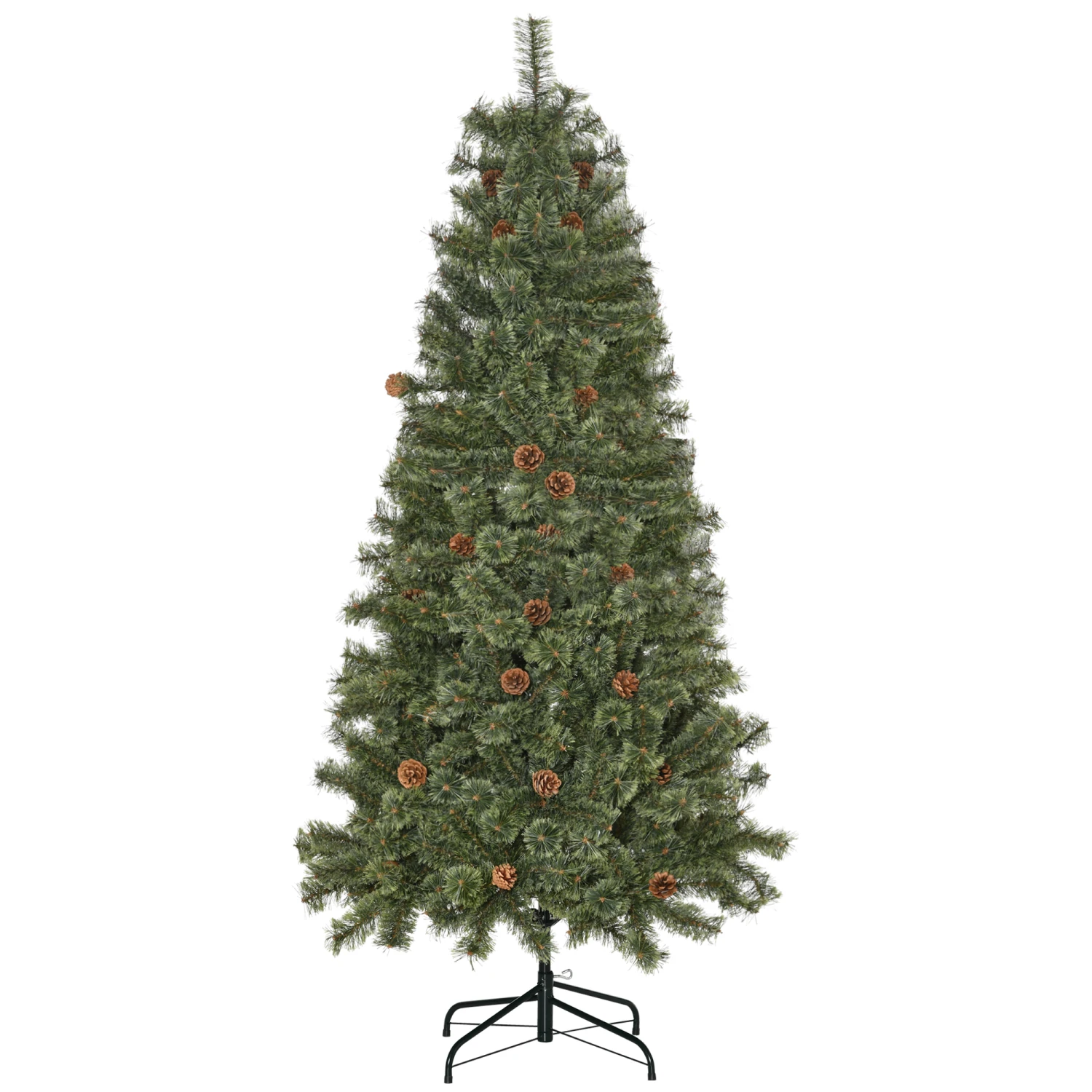 HOMCOM Sapin De Noël Artificiel Ø 87 X 180H Cm - 450 Branches épines Imitation Nordmann Grand Réalisme - 28 Pommes De Pin - Métal PVC Vert 2 HOMCOM Sapin De Noël Artificiel Ø 87 X 180H Cm - 450 Branches épines Imitation Nordmann Grand Réalisme - 28 Pommes De Pin - Métal PVC Vert – Image 2