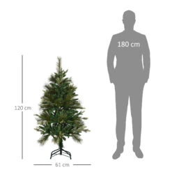 HOMCOM Sapin De Noël Artificiel Ø 61 X 120H Cm Pied Support Inclus 260 Branches épines Grand Réalisme Vert -Homcom Boutique 3662970111413 3