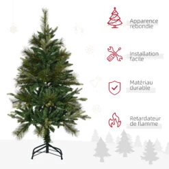 HOMCOM Sapin De Noël Artificiel Ø 61 X 120H Cm Pied Support Inclus 260 Branches épines Grand Réalisme Vert -Homcom Boutique 3662970111413 4