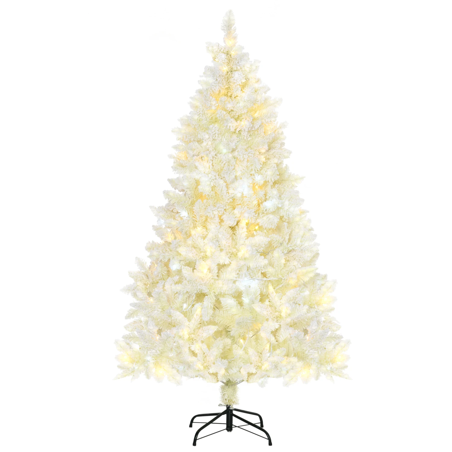 HOMCOM Sapin De Noël Artificiel Lumineux Blanc Dim. Ø 115 X 180H Cm 650 Branches 150 LED - Support Pied Pliable Métal PVC 2 HOMCOM Sapin De Noël Artificiel Lumineux Blanc Dim. Ø 115 X 180H Cm 650 Branches 150 LED - Support Pied Pliable Métal PVC – Image 2