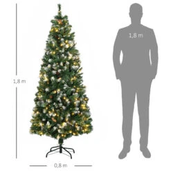 HOMCOM Sapin De Noël Artificiel Lumineux LED X 250 Blanc Chaud 30 Pommes De Pin H. 180 Cm 703 Branches Vert Effet Neige 9 HOMCOM Sapin De Noël Artificiel Lumineux LED X 250 Blanc Chaud 30 Pommes De Pin H. 180 Cm 703 Branches Vert Effet Neige -Homcom Boutique 3662970128527 3