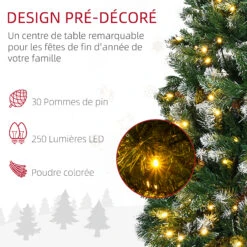 HOMCOM Sapin De Noël Artificiel Lumineux LED X 250 Blanc Chaud 30 Pommes De Pin H. 180 Cm 703 Branches Vert Effet Neige 12 HOMCOM Sapin De Noël Artificiel Lumineux LED X 250 Blanc Chaud 30 Pommes De Pin H. 180 Cm 703 Branches Vert Effet Neige -Homcom Boutique 3662970128527 6