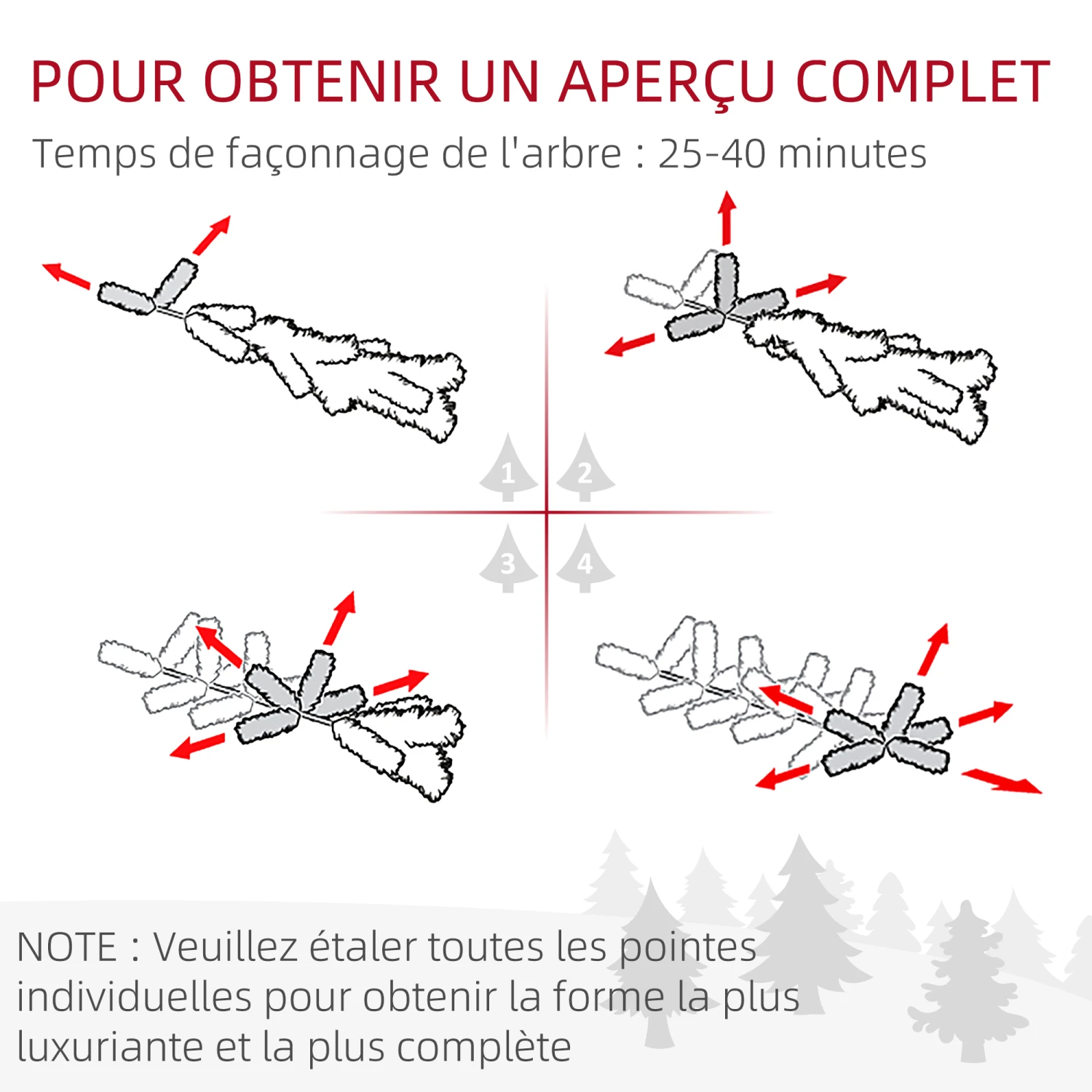 HOMCOM Sapin De Noël Artificiel Lumineux LED X 250 Blanc Chaud 30 Pommes De Pin H. 180 Cm 703 Branches Vert Effet Neige 7 HOMCOM Sapin De Noël Artificiel Lumineux LED X 250 Blanc Chaud 30 Pommes De Pin H. 180 Cm 703 Branches Vert Effet Neige – Image 7