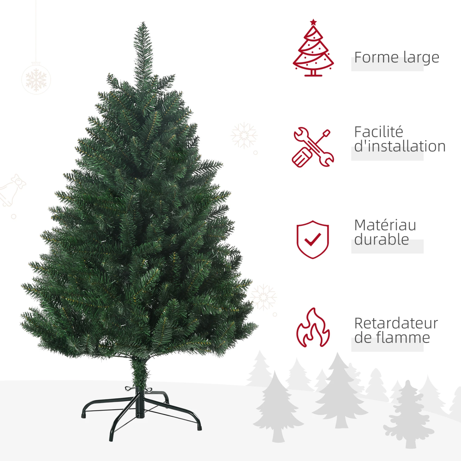 HOMCOM Sapin De Noël Artificiel Ø 85 X 120H Cm 305 Branches épines Imitation Nordmann Grand Réalisme Vert 4 HOMCOM Sapin De Noël Artificiel Ø 85 X 120H Cm 305 Branches épines Imitation Nordmann Grand Réalisme Vert – Image 4