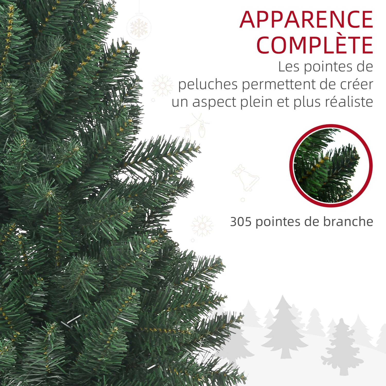 HOMCOM Sapin De Noël Artificiel Ø 85 X 120H Cm 305 Branches épines Imitation Nordmann Grand Réalisme Vert 5 HOMCOM Sapin De Noël Artificiel Ø 85 X 120H Cm 305 Branches épines Imitation Nordmann Grand Réalisme Vert – Image 5