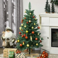 HOMCOM Sapin De Noël Artificiel Ø 62 X 120H Cm 200 Branches épines Imitation Nordmann Grand Réalisme Vert
