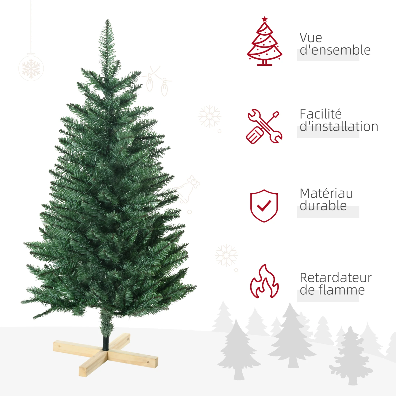 HOMCOM Sapin De Noël Artificiel Ø 62 X 120H Cm 200 Branches épines Imitation Nordmann Grand Réalisme Vert 4 HOMCOM Sapin De Noël Artificiel Ø 62 X 120H Cm 200 Branches épines Imitation Nordmann Grand Réalisme Vert – Image 4