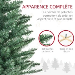 HOMCOM Sapin De Noël Artificiel Ø 62 X 120H Cm 200 Branches épines Imitation Nordmann Grand Réalisme Vert 9 HOMCOM Sapin De Noël Artificiel Ø 62 X 120H Cm 200 Branches épines Imitation Nordmann Grand Réalisme Vert -Homcom Boutique 3662970129036 5