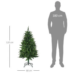 HOMCOM Sapin De Noël Artificiel Avec 310 Branches, Support En Acier, Arbre De Noël Artificiel Avec Socle Pliable En Acier, Hauteur 120 Cm, Vert -Homcom Boutique 3662970130049 3