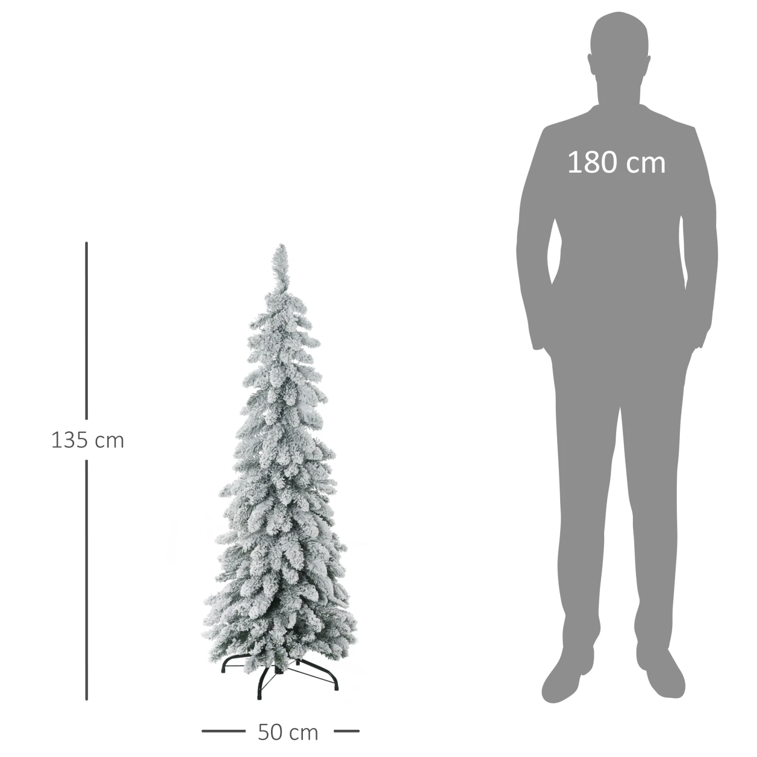 HOMCOM Arbre De Noël Artificiel Sapin De Noël Avec Support En Acier 253 Branches Enneigées Socle Pliable Hauteur 135 Cm Vert 3 HOMCOM Arbre De Noël Artificiel Sapin De Noël Avec Support En Acier 253 Branches Enneigées Socle Pliable Hauteur 135 Cm Vert – Image 3