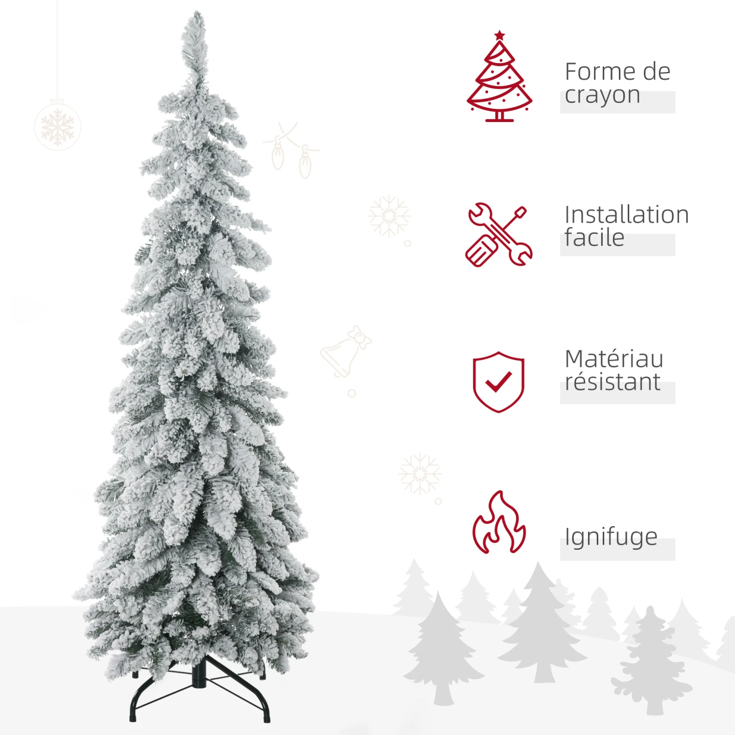 HOMCOM Arbre De Noël Artificiel Sapin De Noël Avec Support En Acier 253 Branches Enneigées Socle Pliable Hauteur 135 Cm Vert 4 HOMCOM Arbre De Noël Artificiel Sapin De Noël Avec Support En Acier 253 Branches Enneigées Socle Pliable Hauteur 135 Cm Vert – Image 4