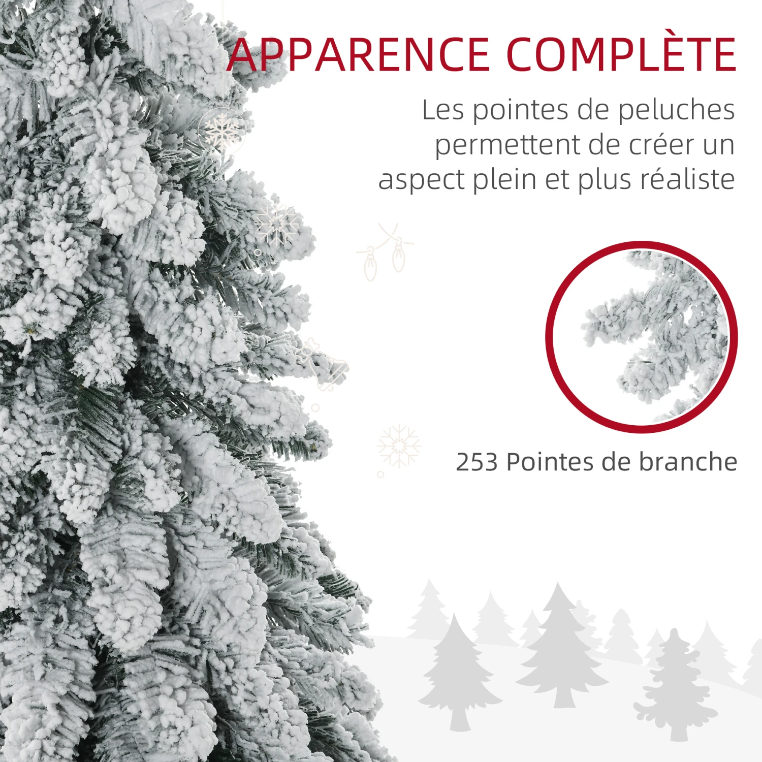 HOMCOM Arbre De Noël Artificiel Sapin De Noël Avec Support En Acier 253 Branches Enneigées Socle Pliable Hauteur 135 Cm Vert 5 HOMCOM Arbre De Noël Artificiel Sapin De Noël Avec Support En Acier 253 Branches Enneigées Socle Pliable Hauteur 135 Cm Vert – Image 5