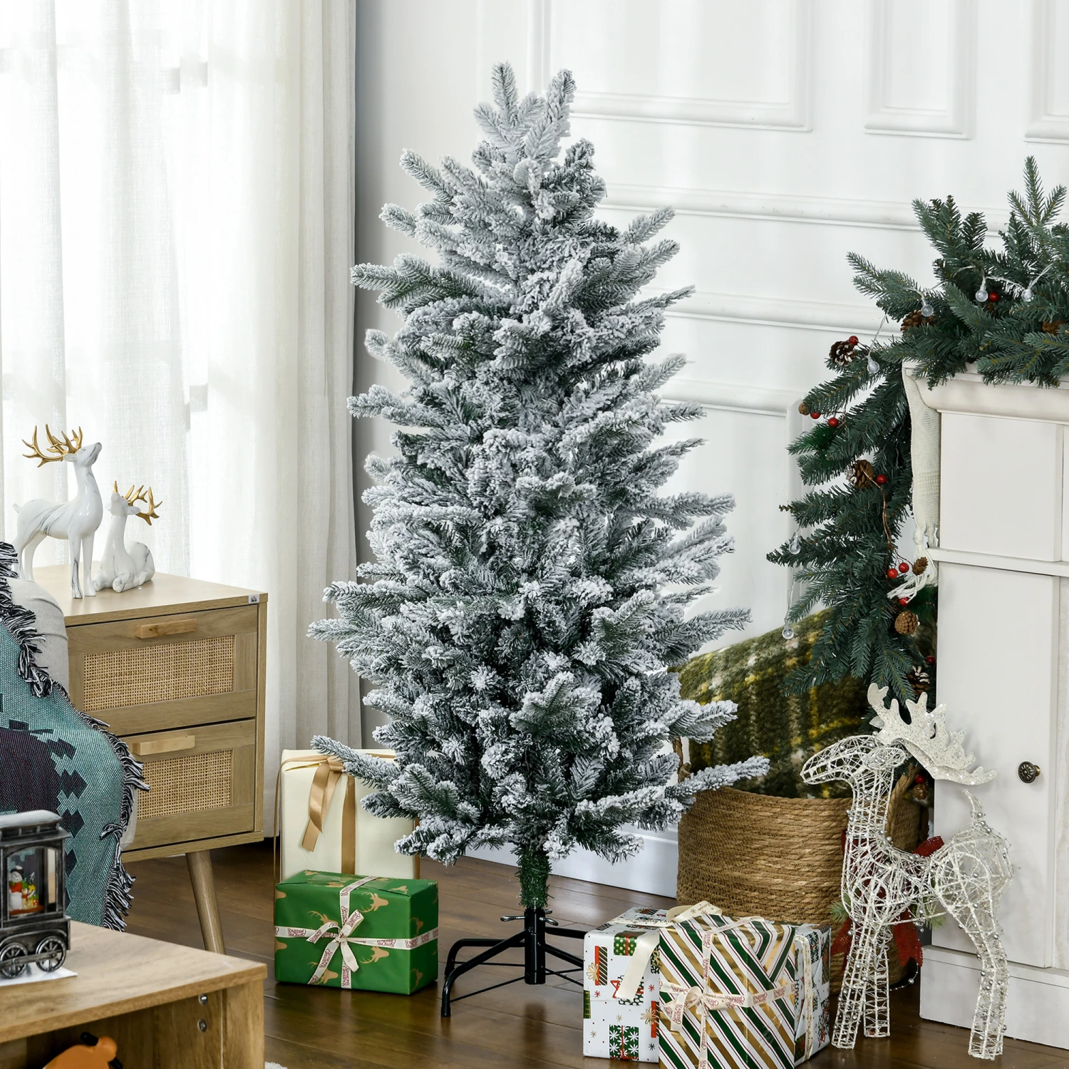 HOMCOM Sapin De Noël Artificiel Aspect Enneigé Ø 60 X 135H Cm 267 Branches épines Imitation Nordmann Grand Réalisme 1 HOMCOM Sapin De Noël Artificiel Aspect Enneigé Ø 60 X 135H Cm 267 Branches épines Imitation Nordmann Grand Réalisme