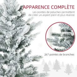 HOMCOM Sapin De Noël Artificiel Aspect Enneigé Ø 60 X 135H Cm 267 Branches épines Imitation Nordmann Grand Réalisme 10 HOMCOM Sapin De Noël Artificiel Aspect Enneigé Ø 60 X 135H Cm 267 Branches épines Imitation Nordmann Grand Réalisme -Homcom Boutique 3662970130940 4
