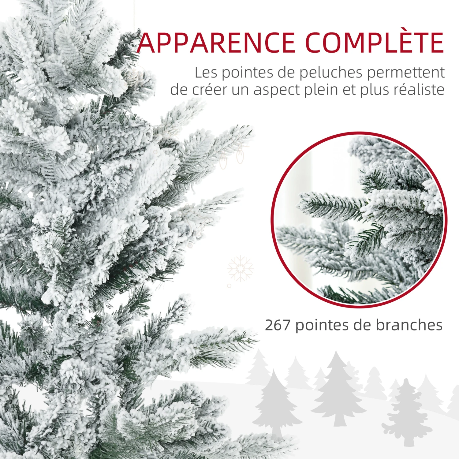 HOMCOM Sapin De Noël Artificiel Aspect Enneigé Ø 60 X 135H Cm 267 Branches épines Imitation Nordmann Grand Réalisme 4 HOMCOM Sapin De Noël Artificiel Aspect Enneigé Ø 60 X 135H Cm 267 Branches épines Imitation Nordmann Grand Réalisme – Image 4
