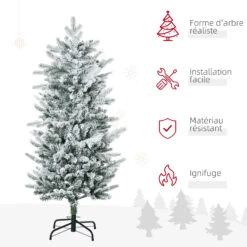 HOMCOM Sapin De Noël Artificiel Aspect Enneigé Ø 60 X 135H Cm 267 Branches épines Imitation Nordmann Grand Réalisme 11 HOMCOM Sapin De Noël Artificiel Aspect Enneigé Ø 60 X 135H Cm 267 Branches épines Imitation Nordmann Grand Réalisme -Homcom Boutique 3662970130940 5