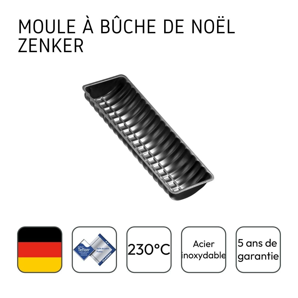 Moule à Bûche De Noël Zenker Black Metallic 6532 4 Moule à Bûche De Noël Zenker Black Metallic 6532 – Image 4