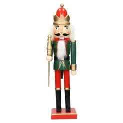 Casse-noisette Soldat Bois Décoration De Noël Traditionnel Couronne Rouge 38 Cm