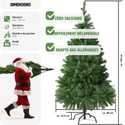 Tectake Sapin De Noël Artificiel Avec Support Métallique - 140 Cm 12 Tectake Sapin De Noël Artificiel Avec Support Métallique - 140 Cm -Homcom Boutique 4260552088239 6