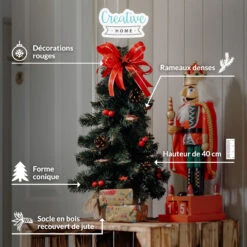 Creative Home Mini Sapin De Noel Artificiel Rouge 40 Cm | Petit Sapin De Noel Artificiel | Décoration Noel Petit Bureau | Sapin De Noël Artificiel -Homcom Boutique 5060530139316 5