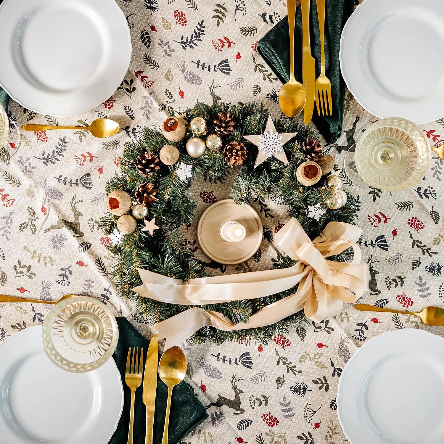 Creative Home Couronne De Noël Couleur Champagne | Diamètre 35 Cm | Couronne De Porte | Couronne De Noel Porte | Décoration Noel | Noel Decoration 1 Creative Home Couronne De Noël Couleur Champagne | Diamètre 35 Cm | Couronne De Porte | Couronne De Noel Porte | Décoration Noel | Noel Decoration