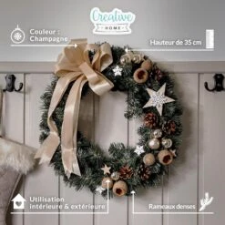 Creative Home Couronne De Noël Couleur Champagne | Diamètre 35 Cm | Couronne De Porte | Couronne De Noel Porte | Décoration Noel | Noel Decoration 11 Creative Home Couronne De Noël Couleur Champagne | Diamètre 35 Cm | Couronne De Porte | Couronne De Noel Porte | Décoration Noel | Noel Decoration -Homcom Boutique 5060530139439 5