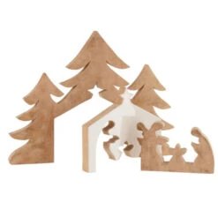 Statuette Déco Noël "Crèche Puzzle" 55cm Naturel