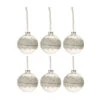 Lot De 6 Boules De Noël "Glace" 8cm Blanc & Argent