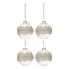Lot De 4 Boules De Noël "Glace" 10cm Blanc & Argent