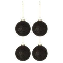 Lot De 4 Boules De Noël "Étoiles" 10cm Noir -Homcom Boutique 5400924065393 1