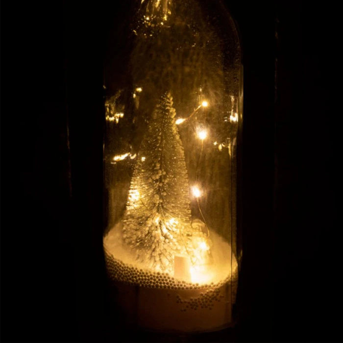 Statue Déco LED "Bouteille De Noël" 44cm Transparent & Argent 3 Statue Déco LED "Bouteille De Noël" 44cm Transparent & Argent – Image 3