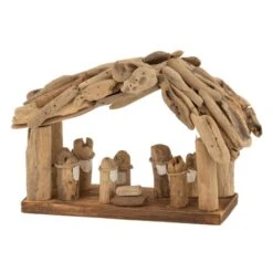 Crèche De Noël "Bois Flotté" 20cm Naturel