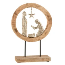 Cercle Sur Pied "Crèche De Noël" 44cm Naturel