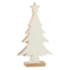 Sapin De Noël En Bois "Manguier" 32cm Blanc