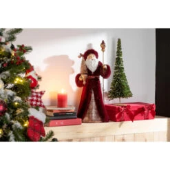 Statuette Déco "Père Noël" 57cm Rouge & Or