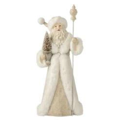 Statuette Déco "Père Noël" 57cm Blanc & Champagne