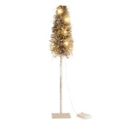 Statuette Déco Led "Arbre De Noël Givre" 58cm Marron