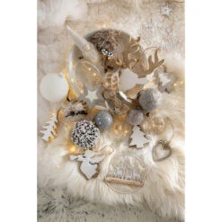 Lot De 6 Boules De Noël "Enneigée" 8cm Blanc