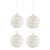 Lot De 4 Boules De Noël "Xmas" 10cm Blanc & Argent