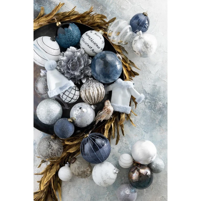 Lot De 6 Boules De Noël "Givrées" 8cm Bleu 1 Lot De 6 Boules De Noël "Givrées" 8cm Bleu