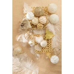 Lot De 4 Boules De Noël "Paillettes" 12cm Or