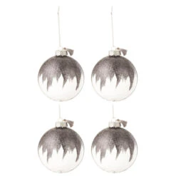 Lot De 4 Boules De Noël "Paillettes" 12cm Gris -Homcom Boutique 5400924174651 1