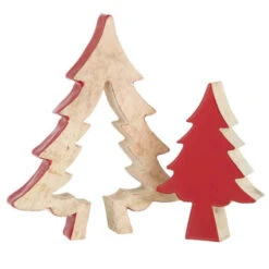 Statuette Déco "Puzzle Arbre De Noël" 30cm Rouge