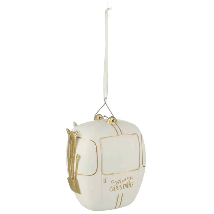 Boule De Noël "Téléphérique" 20cm Blanc & Or 1 Boule De Noël "Téléphérique" 20cm Blanc & Or