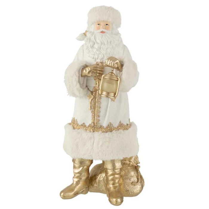Père Noël Déco "Vintage" 44cm Blanc & Or 2 Père Noël Déco "Vintage" 44cm Blanc & Or – Image 2