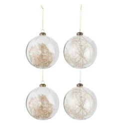 Lot De 4 Boules De Noël "Pampas" 12cm Transparent -Homcom Boutique 5400924271190 1