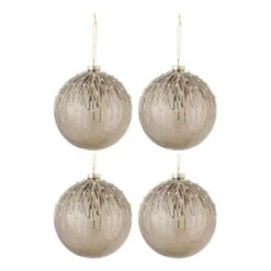Lot De 4 Boules De Noël "Perles Pailletées" 12cm Gris -Homcom Boutique 5400924271367 1