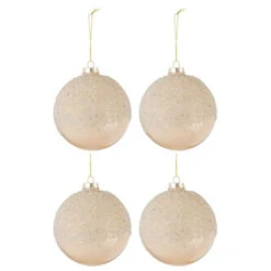 Lot De 4 Boules De Noël "Givre" 10cm Champagne -Homcom Boutique 5400924271374 1