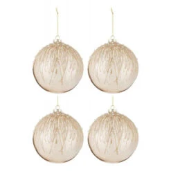 Lot De 4 Boules De Noël "Perles Pailletées" 12cm Or -Homcom Boutique 5400924271381 1