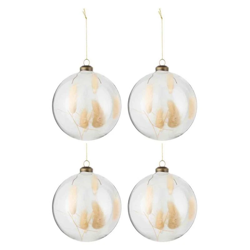 Lot De 4 Boules De Noël "Lagurus" 12cm Transparent 1 Lot De 4 Boules De Noël "Lagurus" 12cm Transparent
